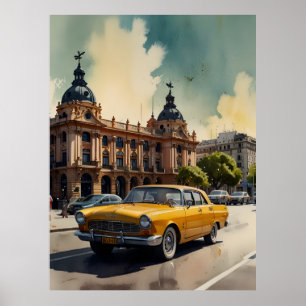 Buenos Aires watercolor art Poster