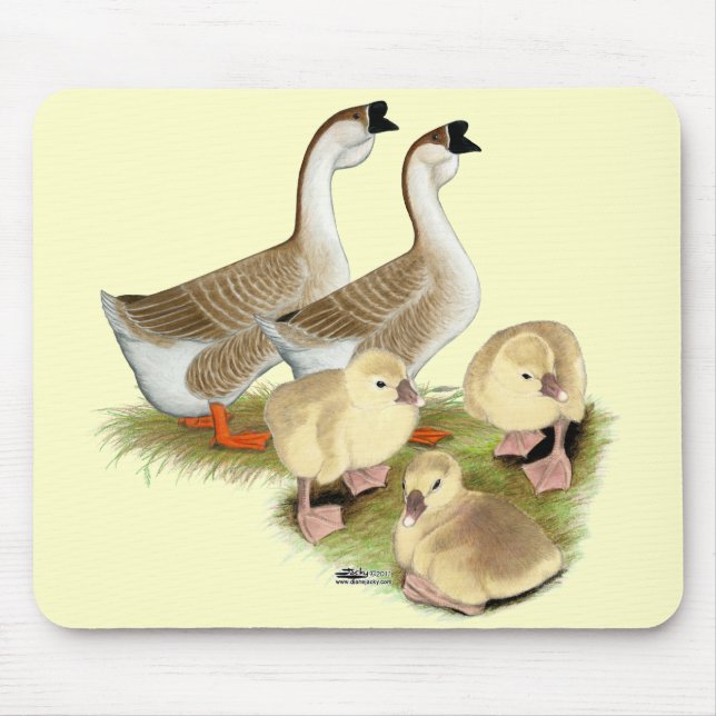 Buff African Goose Family Mouse Pad (Front)