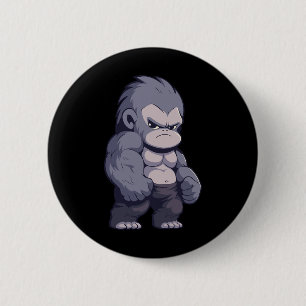 Buff Alpha Silverback Gorilla Ape Design Boxing Go 6 Cm Round Badge