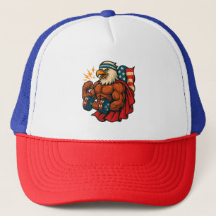 Buff Bald Eagle   Patriotic Strength and Freedom Trucker Hat