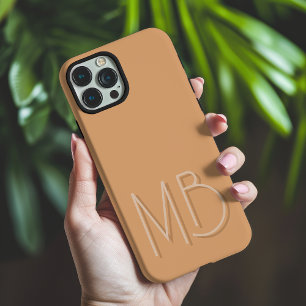Buff Brown Monogram Initials Modern Minimalist iPhone 16 Pro Max Case