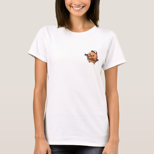 Buff Cartoon Cheeseburger Character T-Shirt (Front)