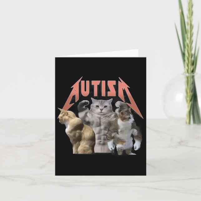 Buff Cats Autism Meme  Card (Front)