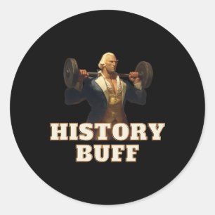 Buff George Washington 4th Of July Gym Workout Classic Round Sticker