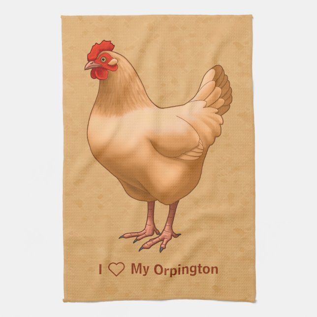 Buff Orpington Chicken Hen Tea Towel (Vertical)