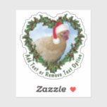 Buff Orpington Chicken Wreath Christmas<br><div class="desc">* A little Christmas chicken, Duckie, the Buff Orpington Chicken, wearing a cute Santa Hat in a heart shaped holiday wreath. * Several size options and choose matte glossy or transparent! * Add your text, family name, event, year or short message, or remove text option. * Use for decorating your...</div>
