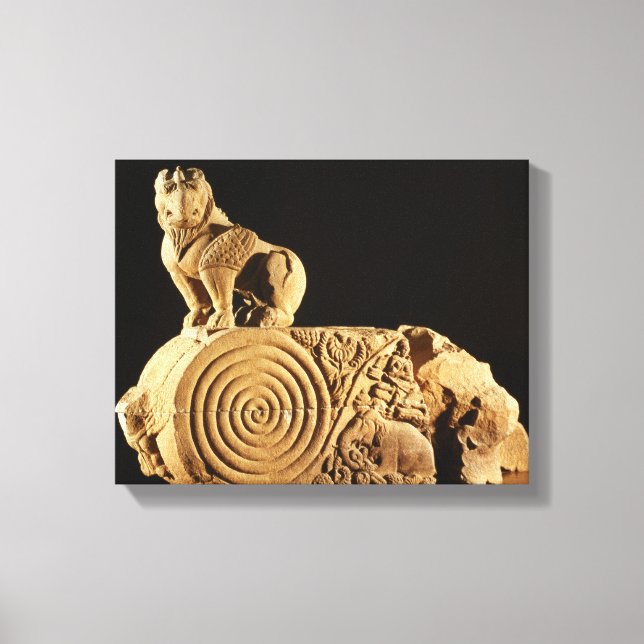 Buff sandstone architrave with griffin, Sanchi, MP Canvas Print (Front)