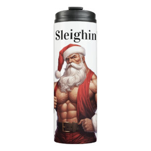 Buff Santa Claus Workout Muscles Gym Thermal Tumbler
