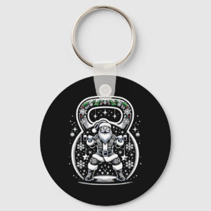 Buff Santa Kettlebell Christmas  Key Ring