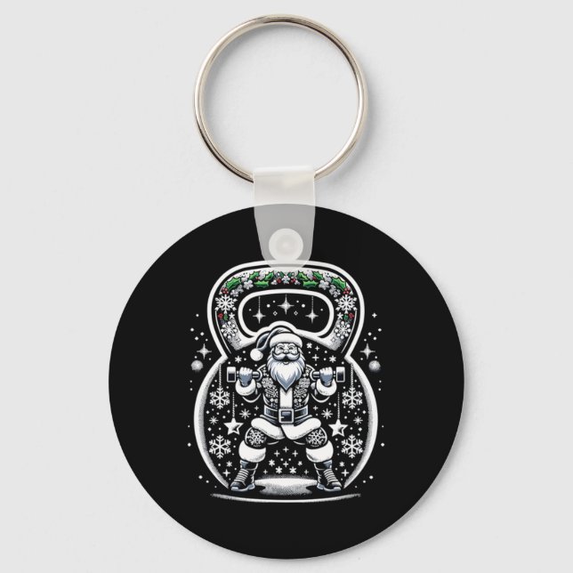 Buff Santa Kettlebell Christmas  Key Ring (Front)