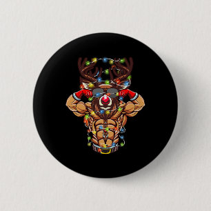 Buff Santa Reindeer Bodybuilding Christmas Gym Wei 6 Cm Round Badge