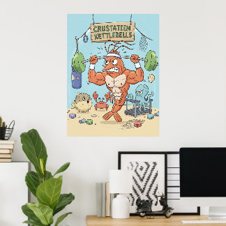 Buff Shrimp Gym Poster – Funny Beach Art