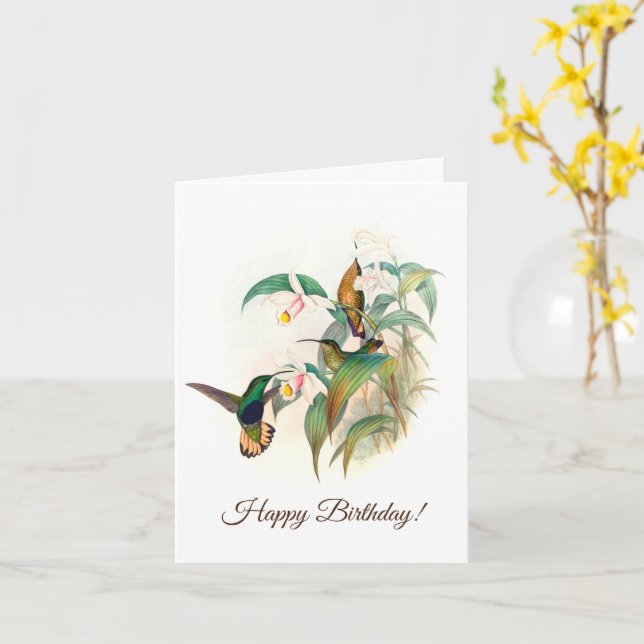Buff-tailed Velvet-breas, Happy birthday Card (Yellow Flower)