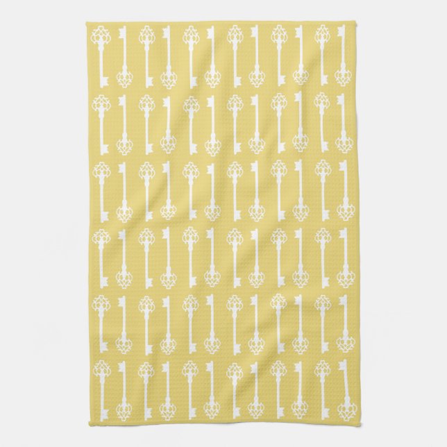 Buff Victorian Keys Tea Towel (Vertical)