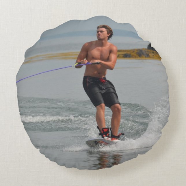 Buff Wakeboarder Round Cushion (Back)