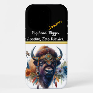 Buffalo Adorned With Vibrant Flowers and Feathers iPhone 16 Pro Max Case