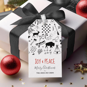 Buffalo Adventures Black & White w/Plaid ID599 Gift Tags