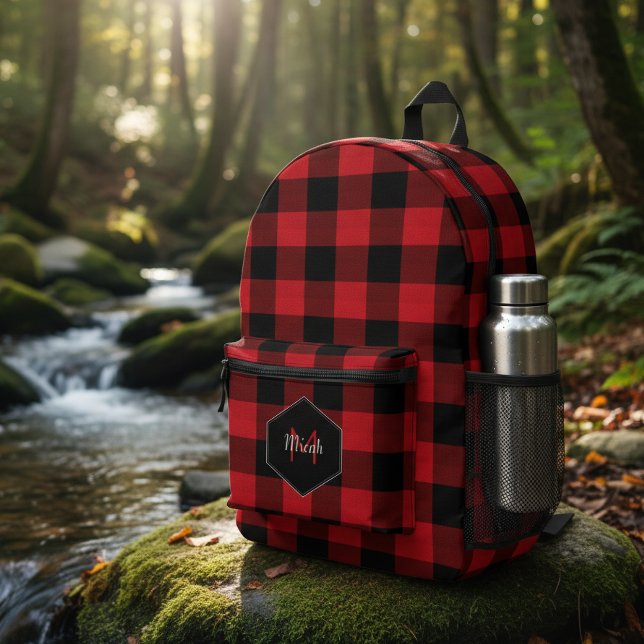 Buffalo Adventures Red and Black Plaid ID603 Printed Backpack (Creator Uploaded)