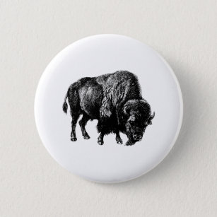 Buffalo American Bison 6 Cm Round Badge