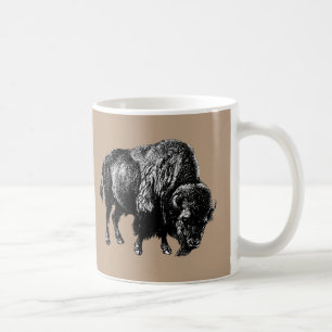 Buffalo American Bison Vintage Wood Engraving Mug