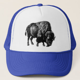 Buffalo American Bison Vintage Wood Engraving Trucker Hat