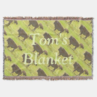 Buffalo and Calf Coloured Pencil Personalised Throw Blanket