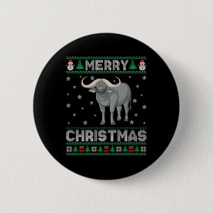 Buffalo Animal Men Women Kids Ugly Christmas Sweat 6 Cm Round Badge