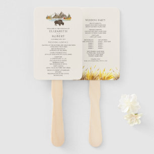 Buffalo Autumn Mountain Wedding Program Hand Fan