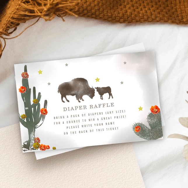 Buffalo Baby Shower Floral Cactus Diaper Raffle  Enclosure Card (Creator Uploaded)