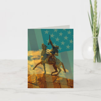 Buffalo Bill Cody rides horse rifle American flag Card