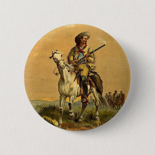 Buffalo Bill "The Scout" Vintage Advertisement 6 Cm Round Badge