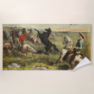 Buffalo Bill Wild West Cowboy Horse Poster Beach Towel