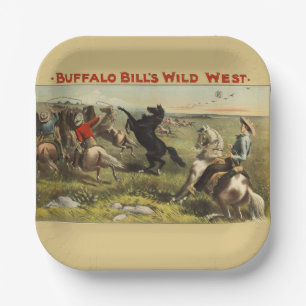 Buffalo Bill Wild West Cowboy Horse Poster Paper Plate