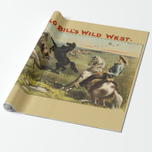 Buffalo Bill Wild West Cowboy Horse Poster Wrapping Paper