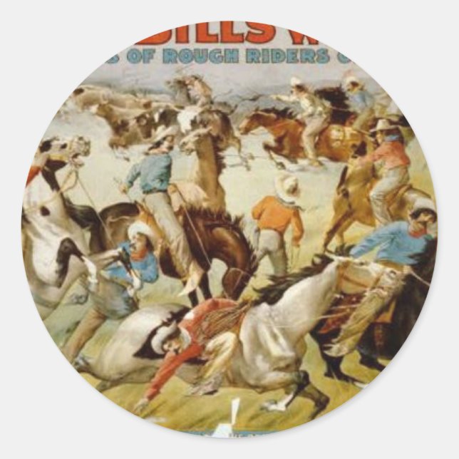 Buffalo Bill's Wild West Show Classic Round Sticker (Front)
