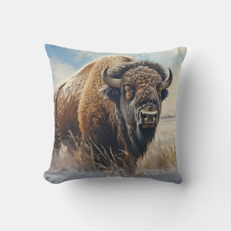 Buffalo Bison Animal Wildlife Wilderness Colourful Cushion