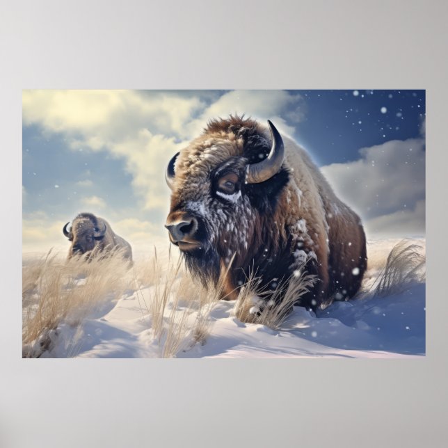 Buffalo Bison Animal Wildlife Wilderness Colourful Poster (Front)