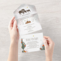 Buffalo Bison Cactus Book Request Girl Baby Shower