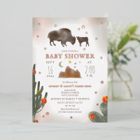 Buffalo Bison Cactus Stars Girl Baby Shower