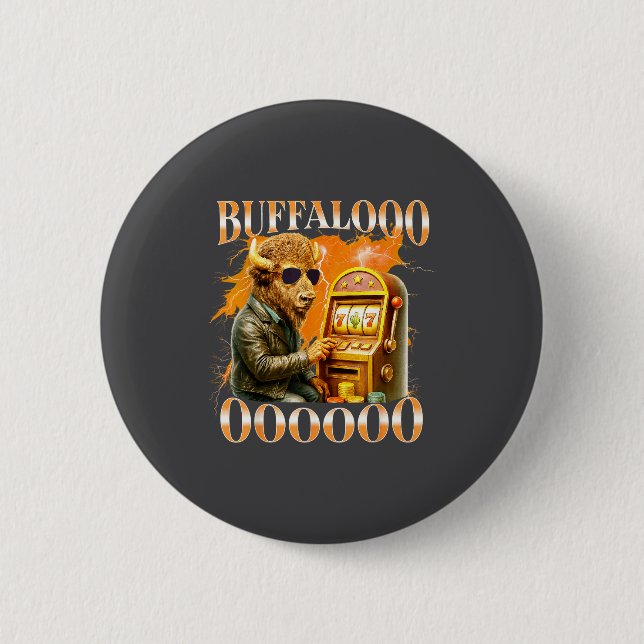 Buffalo Bison Casino Slot Machine Funny Gambling B 6 Cm Round Badge (Front)
