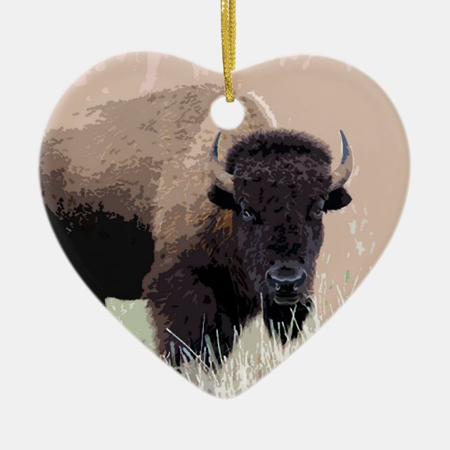 Buffalo / Bison Ceramic Tree Decoration (Front)