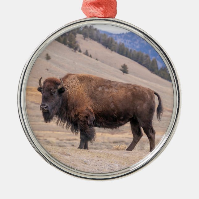 Buffalo Bison Oranment Metal Tree Decoration (Front)