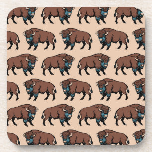 Buffalo Bison Pattern Coaster