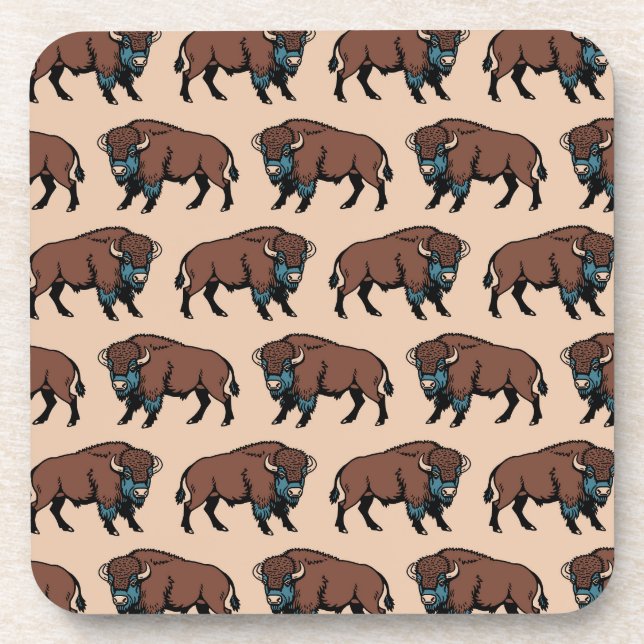 Buffalo Bison Pattern Coaster (Front)