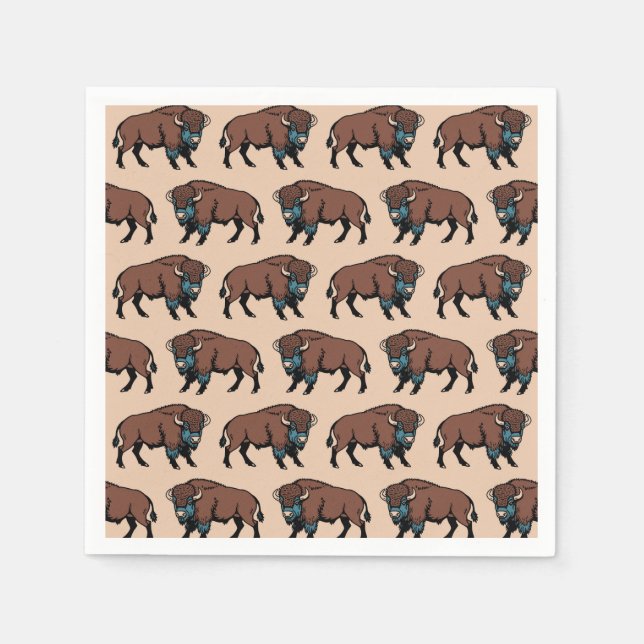 Buffalo Bison Pattern Napkin (Front)