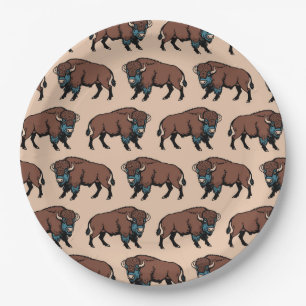 Buffalo Bison Pattern Paper Plate