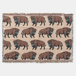 Buffalo Bison Pattern Throw Blanket