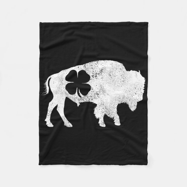 Buffalo Bison Shamrock St. Patrick's Day Saint Pad Fleece Blanket (Front)