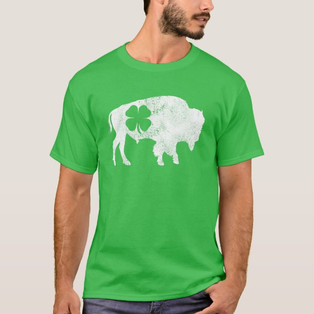 Buffalo Bison Shamrock St. Patrick's Day Saint Pad T-Shirt (Front)