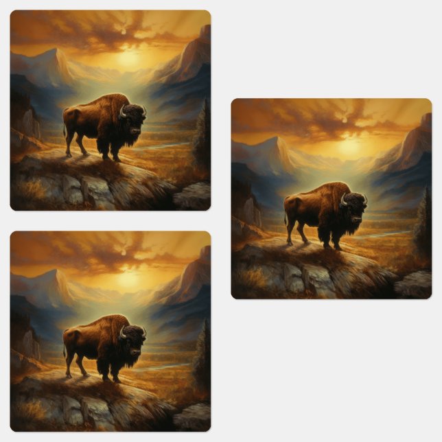 Buffalo Bison Sunset Silhouette  (Group)